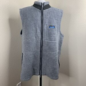 Kavu Sherpa Fleece Deep Pile Blue Full Zip Vest Men’s Sz XL